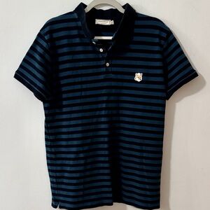 MAISON KITSUNE Navy and Black Striped Shirt